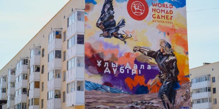 Астанада Дүниежүзілік көшпенділер ойындарына арналған «Бүркітші» атты жаңа мурал пайда болды