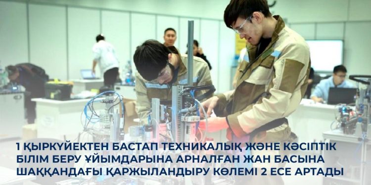 1 қыркүйектен бастап техникалық және кәсіптік білім беру ұйымдарына арналған жан басына шаққандағы қаржыландыру көлемі 2 есе артады